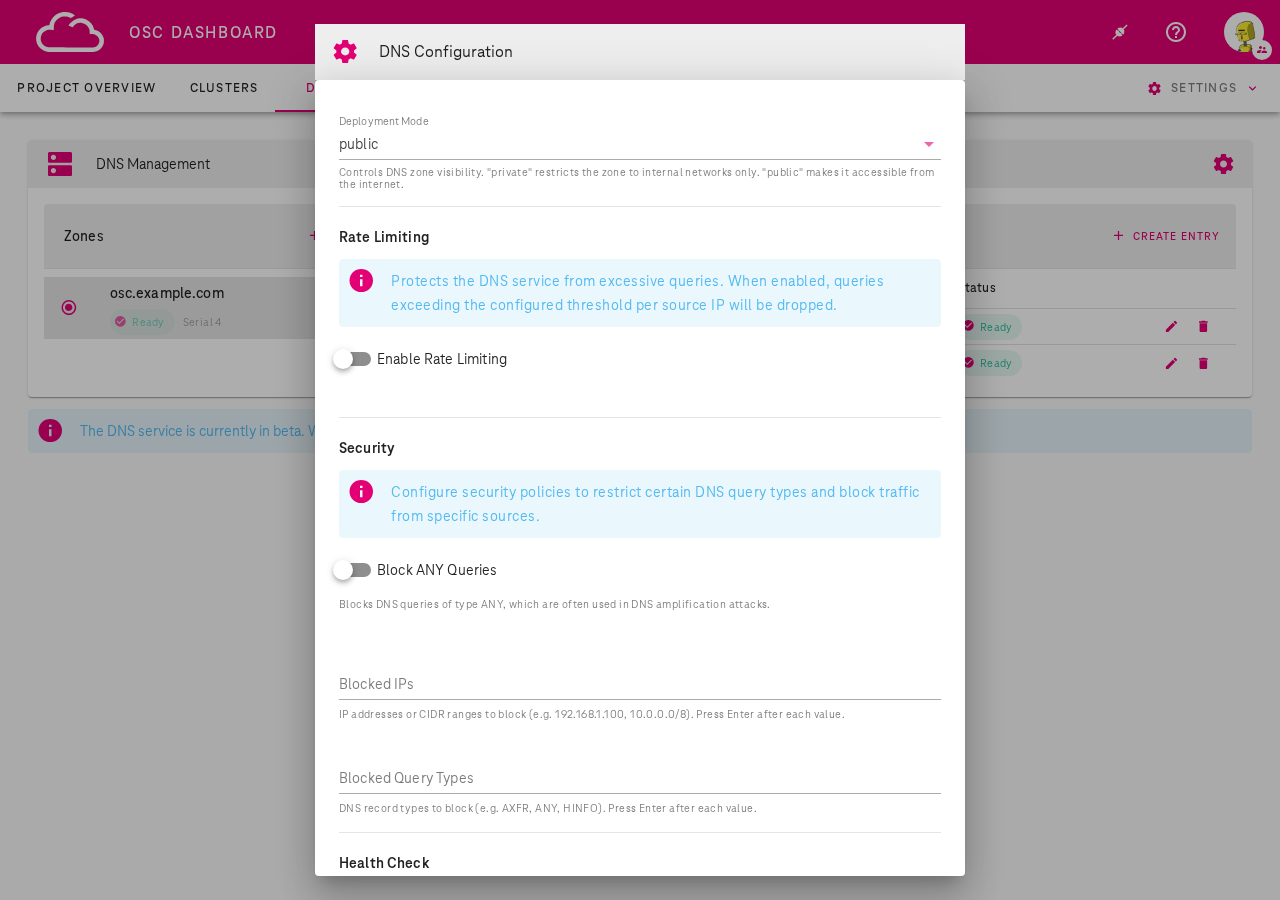 DNS Configuration — public mode