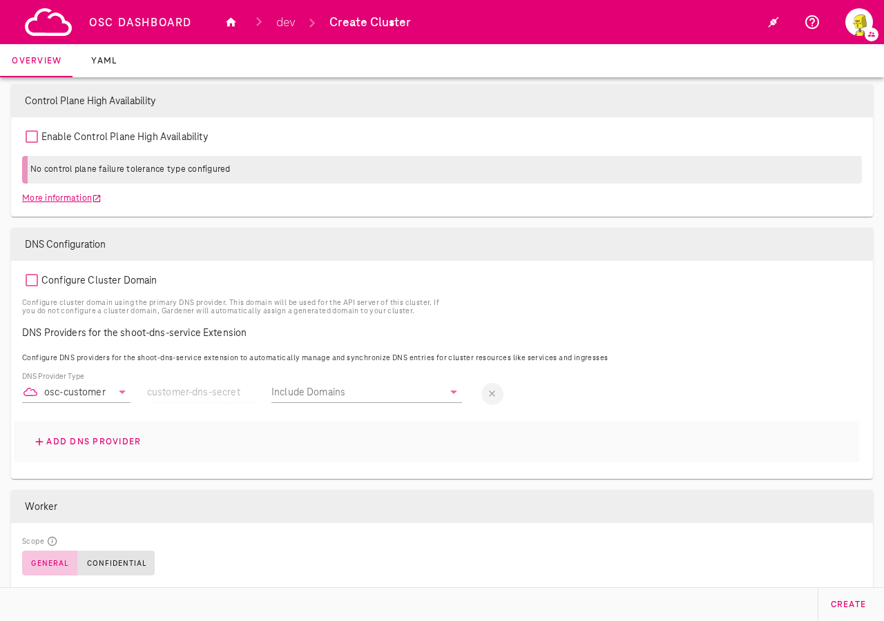 Shoot DNS provider with osc-customer type
